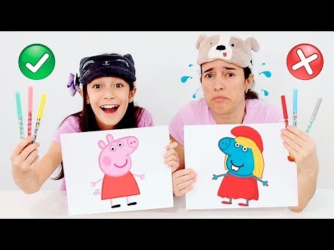 DESAFIO COLORINDO COM 3 CORES de POMPOM ★ Pintando Animais Famosos com a Mamãe (3 MARKER CHALLENGE)