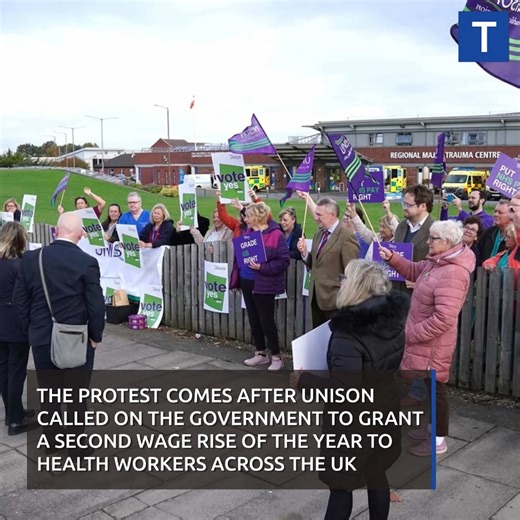 19K views · 490 reactions | NHS workers rally outside James Cook Hospital as staff vote on strike action | Teesside Live | Facebook