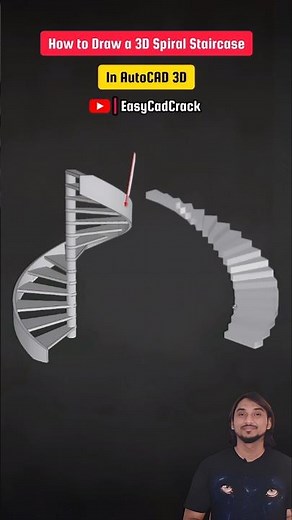 How to Draw a 3D Spiral Staircase in Autocad 3D #viral #Cadtutorial #autocad #3DDrawing #3dtutorial