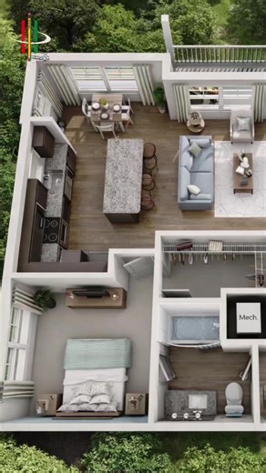 Smart 2 Bedroom Apartment Layout You’ll Love 😍 This 2 bedroom apartment 3D floor plan idea is perfect for modern living! Clean layout, stylish furniture, and optimized space 👌 Perfect for buyers, agents, and property marketing. DM for high-quality 2D & 3D floor plans! #3dfloorplan #apartmentlayout #realestate #homedesign #propertytour