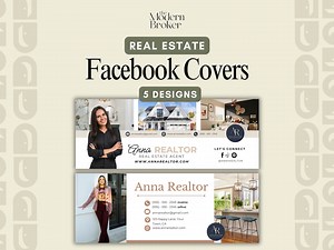 Real Estate Facebook Cover Banner | 5 Designs | Social Media Banner | Realtor Marketing Material | Canva Template - Etsy