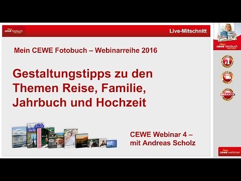 CEWE FOTOBUCH Webinar Teil 4 Gestaltungstipps zu verschiedenen Themen 2016