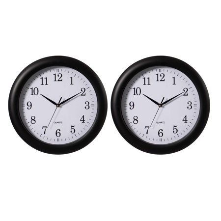 Set of 2 13.75" Plastic Black Round Silent, Non-Ticking Battery Operated Simple Modern Analog Wall Clock. Perfect for Office, Classroom, Living Room, Dining Room, Bed Room and Kitchen Wall Decor. - Walmart.ca