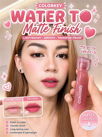 Colorkey Water-to-Matte Tint Review — Soft Matte, Transfer-Proof