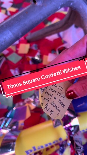 Times Square gives people an opportunity to write wishes on New Year’s Eve confetti. Those wishes are dropped with the New Year’s Eve confetti. One of my favorite New Year’s Eve traditions is looking for those wishes. They are so beautiful. Did we find YOUR wish? #timessquare #timessquarenyc #timesquarenewyork