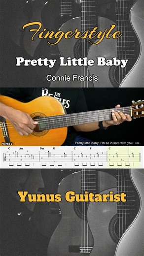 Pretty Little Baby - Connie Francis - Fingerstyle Guitar Tutorial + TAB #fingerstyle