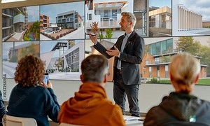 Architect Presenting a Building Design to Clients