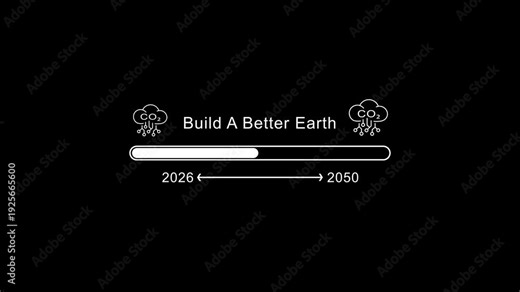Build A Better Earth Sustainable Future Concept with C O2 Cloud and Progress Bar from 2026 to 2050 eco friendly