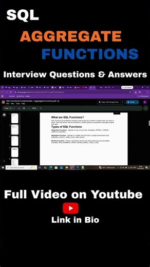 Learning SQL? Don't just watch the videos—practice with notes and interview questions.