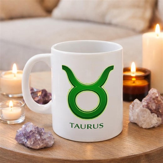 Taurus Symbol Mug: White Zodiac Coffee Cup - Etsy