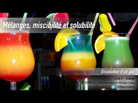 Mélanges, miscibilité et solubilité - Dissolution d'un gaz