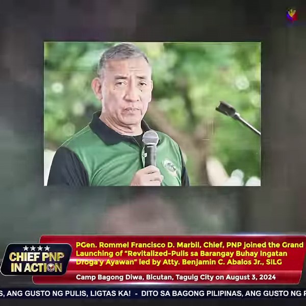 WATCH| Police General Rommel Francisco D. Marbil, Chief, Philippine National Police, joined the grand launching of “Revitalized-Pulis sa Barangay Buhay Ingatan Droga’y Ayawan” in National Capital Region led by Atty. Benjamin C. Abalos, Secretary of the Interior and Local Government held at Camp Bagong Diwa, Bicutan, Taguig City on August 3, 2024. #SaBagongPilipinasAngGustongPulisLigtasKa #ToServeandProtect #BagongPilipinas | Office of the Chief PNP
