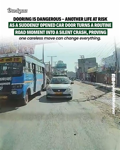 Gajab Ki Duniyaa on Instagram: "This is called dooring - and it’s one of the most silent, underestimated dangers on our roads. Dooring occurs when a car door is opened without checking for approaching cyclists, bikers, or pedestrians. There’s no horn, no warning, no time to react. Just metal, momentum, and a body thrown off balance. Many victims don’t get a second chance. Some survive with lifelong injuries. Some don’t survive at all. What makes dooring terrifying is how avoidable it is. One ext