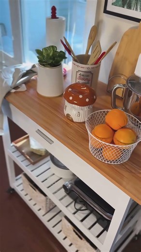 The Smartest Kitchen Upgrade for Small Spaces | VECELO Island Cart #aesthetic #cozy #storage #diy