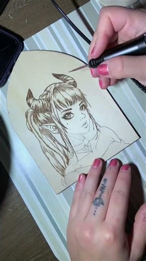 Dark Fae from start to finish #pyrography #darkromance #starttofinish ￼