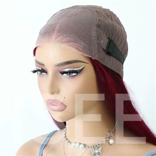 Wear And Go Glueless Wig ISEE Brazilian Straight 99j Burgundy Lace Front 6x4 Lace Glueless Preplucke