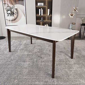 [Hot Item] Modern Luxury Home Furniture Metal Frame Sintered Quartz Stone Mable Top Dining Table China Supplier