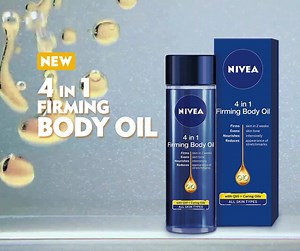 Fast absorbing NIVEA 4 in 1 Firming body Oil designed for all over. Read Reviews: http://bit.ly/2nXwKeA | NIVEA