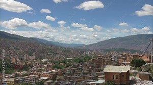 4K Wide landscape timelapse shot of the city of Medellin, Colombia in South America.