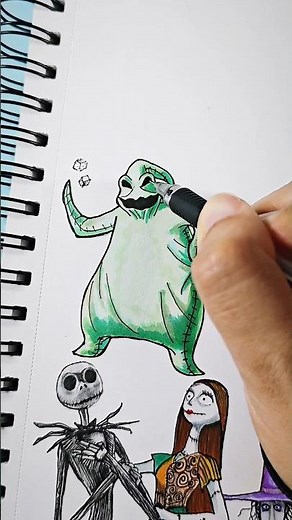 Speed drawing Oogie Boogie | The Nightmare Before Christmas 😱 #shorts #christmas #nightmare #drawing