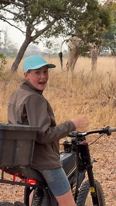 These giraffe so calm with me being able to get up close - having so much fun on Imire with these incredible electric bikes! 🏍️🌍 | Brooke.Carter