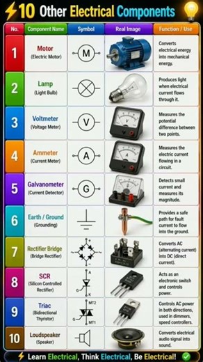 Top 10 Basic Electrical Components with Symbols & Real Images (Beginner Friendly Guide) #shorts​