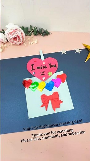 DIY Pull-Tab Mechanism Greeting Card #diy #handmade #shorts #giftidea