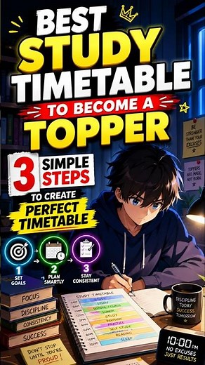 Best Study Timetable to Become a Topper 🔥3 Simple Steps to Create Perfect Timetable #study#timetable