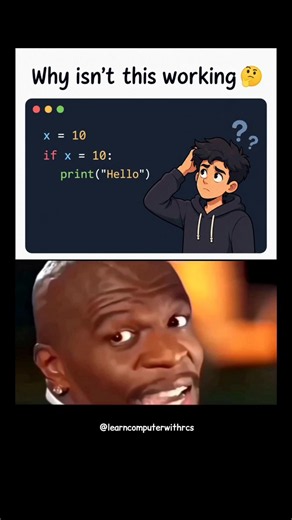 Every Python Beginner Makes This Mistake 🤦‍♂️#coding #shorts #memes #funny@LearnComputerWithRCS