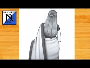 How to Draw a Beautiful Woman in Saree - Backside || Pencil Sketch for Beginners || Girl drawing