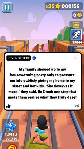 99K views · 1.8K reactions | My family showed up to my housewarming party only to pressure me into publicly giving my home to my sister and her kids. ‘She deserves it more,’ they said. So I took one step that made them realize what they truly deser | Revenge Text | Facebook