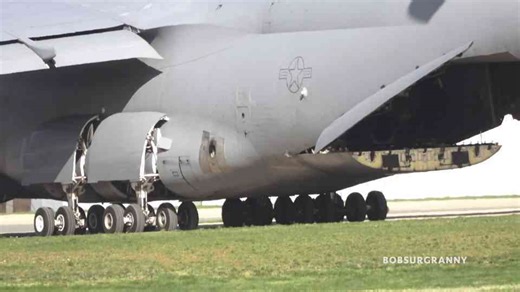 The C-5M Super Galaxy in an explosive airshow performance