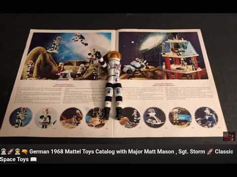 🧑🏻‍🚀🚀👨‍🚀🔫 Major Matt Mason German 1968 Mattel Toys Catalog with Sgt. Storm 🚀 Classic Space Toys 📖