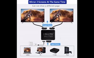 4K HDMI Splitter 1 in 2 Out, 1x2 HDMI Display Duplicate/Mirror for TV, Xbox, PS5, HDMI1 to 2 Adapter for Dual Monitors Support Two TVs at The Same Time