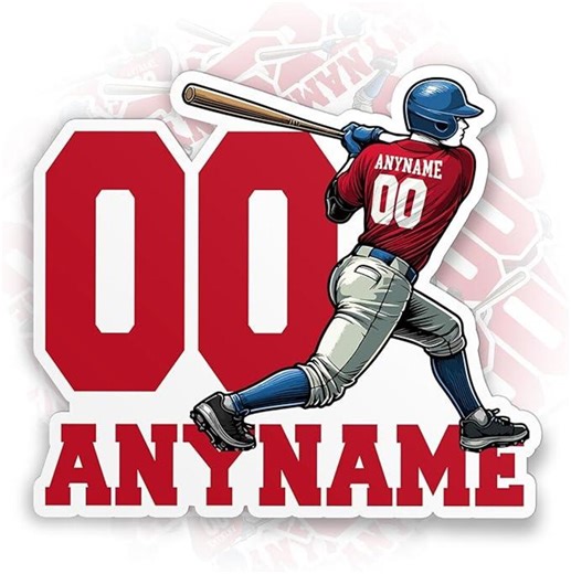 Personalized Baseball Sticker, Custom Name and Number Baseball Player Decal, Back View Art, Sports Mom Gift, Vinyl Laptop Water Bottle Car - Etsy