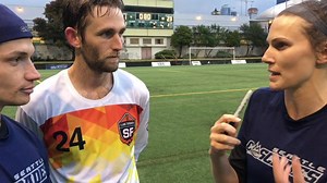 "Year to year, there are more women on the field - what does that mean to you?" SEA vs SF in the 2018 Cascades Cup, with mixed gender AUDL American Ultimate Disc League rosters. Post game discussion with Peter Geertz-Larson #22, San Francisco FlameThrowers Eli Kerns #24, and Qxhna Titcomb #9. | Seattle Cascades