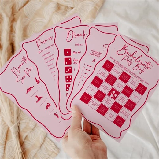 Bachelorette Party Game Bundle, Pink & Red, Printable (PDF)