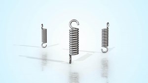 Tension Springs on a Light Reflective Floor. Metal Springs 3D Animation. 4K