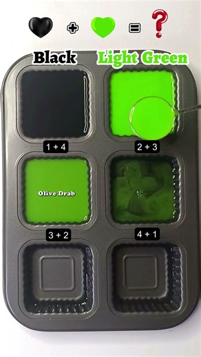 😍🎨 Guess the color challenge when mixing 2 colors Black and Light Green? #asmr #oddlysatisfying