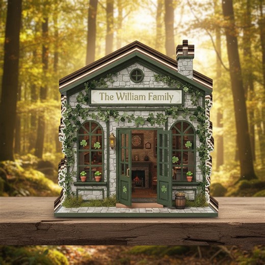 PERSONALIZABLE Irish Cottage Family Decor, CUSTOMIZABLE St Patrick Shamrock House Sign, Personalized Home Name Plaque, St Patricks Day Gift - Etsy