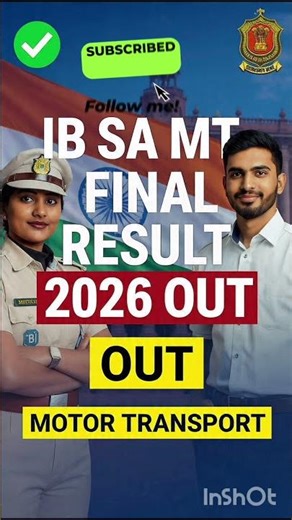 IB Security Assistant Final Result 2026 OUT ✅ IB SA MT Result 2025 | MHA IB Final Selection
