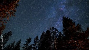 4K Ultra HD Time-Lapse of Milky Way Passing Over Silhouetted Trees in Yosemite Valley at Night