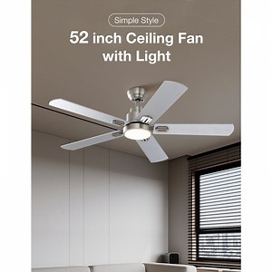 Warmiplanet 52” Satin Nickel Integrated LED Ceiling Fan with Light Kit and Remote Control