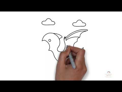 How to Draw a Cute Pterodactyl 🦖🎨 | Easy Dinosaur Drawing & Coloring for Kids