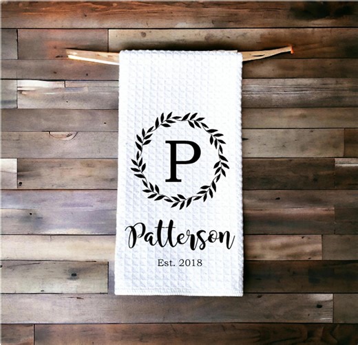 Personalized Dish Towel for Wedding Gift Kitchen Towel With Last Name and Est Year Bridal Shower Gift Personalized Gift for Couples - Etsy