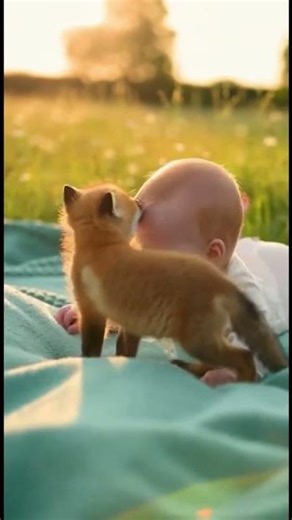 Baby & Red Fox Cub Playtime | Adorable Giggles & Whimsical Sounds