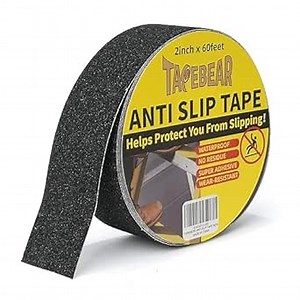 TAPEBEAR Black Safety Grip Tape 2inch x 60feet, Warning Anti-Slip Tape Strong Adhesive Waterproof for Indoor Outdoor Steps Stairs, Compatible with Plastic, Wood, Ceramic, Glass, Metal, 2Rolls
