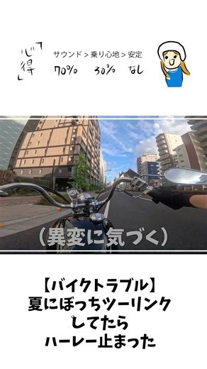 【バイクトラブル】夏にぼっちツーリングしてたらハーレー止まった【対処法あり】short