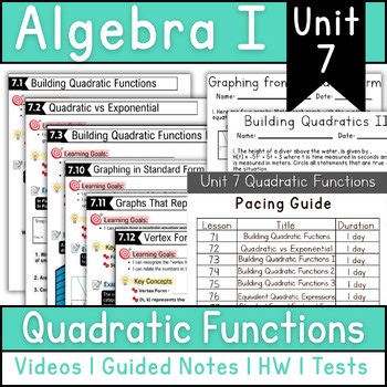 Quadratic Functions (Algebra 1 Curriculum - Unit 7)