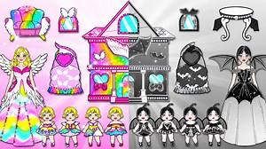 37K views · 432 reactions | DIY Paper Crafts | Black Demon VS Rainbow Angel Rapunzel New House + More Nursery Dress Up | WOA Paper Craft | WOA Bricks Technic | Facebook
